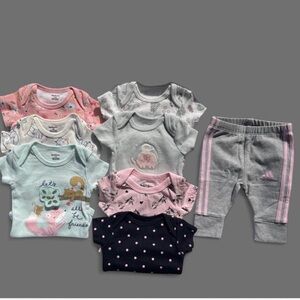 Adidas Infant Gray and Pink Outfit
